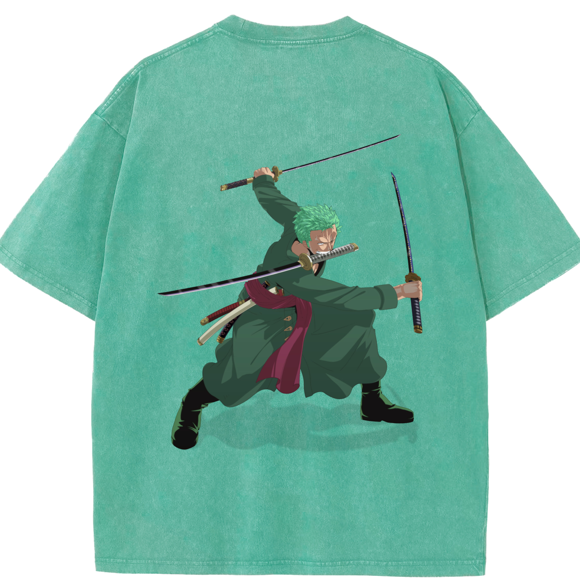 ワンピース ロロノア・ゾロ ONE PIECE Roronoa Zoro 綿100% ヴィンテージ風 半袖Tシャツ（背面プリント）